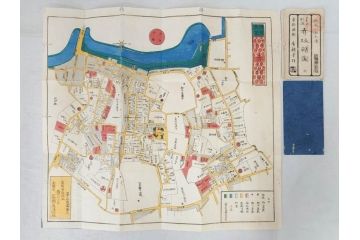 嘉永　木版画　尾張屋清七版　青山　麻布　目黒　巣鴨　日本橋　赤坂　浅草など　江戸切絵図27冊セット(古地図、和本、古書、木箱付き)(R-074880)