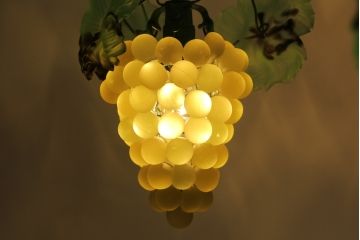 中古　イタリア製　トーソー社(TOSO CESARE)　ムラーノガラス(Murano　Glass)　ブドウ(葡萄、ぶどう)　13灯　空間のアクセントになるスタンドライト(フロアスタンド、スタンド照明、フロア照明、ベネチアングラス、ヴェネチアングラス、ムラノガラス)(定価約130万円)(R-074933)