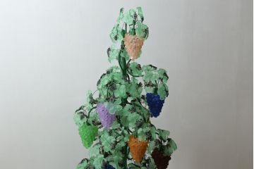 中古　イタリア製　トーソー社(TOSO CESARE)　ムラーノガラス(Murano　Glass)　ブドウ(葡萄、ぶどう)　13灯　空間のアクセントになるスタンドライト(フロアスタンド、スタンド照明、フロア照明、ベネチアングラス、ヴェネチアングラス、ムラノガラス)(定価約130万円)(R-074933)