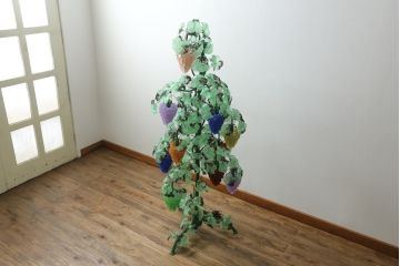 中古　イタリア製　トーソー社(TOSO CESARE)　ムラーノガラス(Murano　Glass)　ブドウ(葡萄、ぶどう)　13灯　空間のアクセントになるスタンドライト(フロアスタンド、スタンド照明、フロア照明、ベネチアングラス、ヴェネチアングラス、ムラノガラス)(定価約130万円)(R-074933)