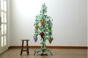 中古　イタリア製　トーソー社(TOSO CESARE)　ムラーノガラス(Murano　Glass)　ブドウ(葡萄、ぶどう)　13灯　空間のアクセントになるスタンドライト(フロアスタンド、スタンド照明、フロア照明、ベネチアングラス、ヴェネチアングラス、ムラノガラス)(定価約130万円)(R-074933)