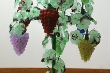 中古　イタリア製　トーソー社(TOSO CESARE)　ムラーノガラス(Murano　Glass)　ブドウ(葡萄、ぶどう)　13灯　空間のアクセントになるスタンドライト(フロアスタンド、スタンド照明、フロア照明、ベネチアングラス、ヴェネチアングラス、ムラノガラス)(定価約130万円)(R-074933)