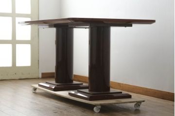 中古　美品　松創　美しいバール杢が印象的なピアダイニングテーブル(鳥眼杢、バーズアイ、食卓、2人掛け、4人掛け、二人掛け、四人掛け)(定価約100万円)(R-074934)