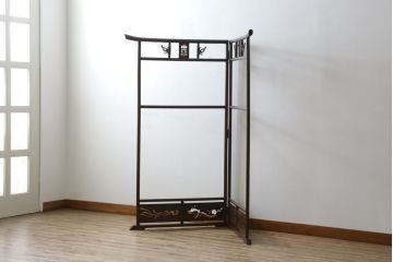 和製アンティーク　珍品!!　鳳凰と龍の透かし彫りが目を惹く衣桁(ハンガーラック、着物掛け、衣装掛け)(R-074935)