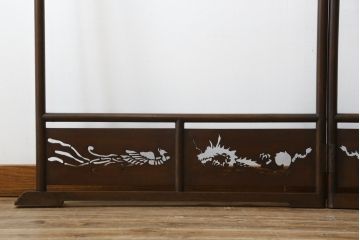 和製アンティーク　珍品!!　鳳凰と龍の透かし彫りが目を惹く衣桁(ハンガーラック、着物掛け、衣装掛け)(R-074935)