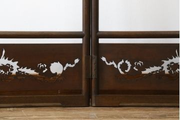 和製アンティーク　珍品!!　鳳凰と龍の透かし彫りが目を惹く衣桁(ハンガーラック、着物掛け、衣装掛け)(R-074935)
