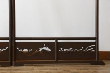 和製アンティーク　珍品!!　鳳凰と龍の透かし彫りが目を惹く衣桁(ハンガーラック、着物掛け、衣装掛け)(R-074935)