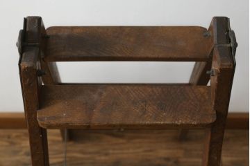 和製アンティーク　ラワン材　味わいのある風合いが魅力の脚立つ(脚立、はしご、梯子、ステップラダー)(R-074936)