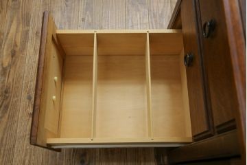 中古　ナラ材　えぞ民芸(インテリアEZO)　深みのある色合いと堂々とした佇まいが魅力的な両袖机(ワークデスク、ニーホールデスク、プレジデントデスク、在宅用、在宅ワーク用)(R-074950)