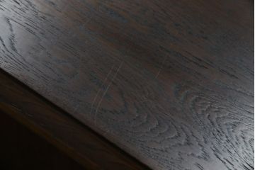中古　ナラ材　えぞ民芸(インテリアEZO)　深みのある色合いと堂々とした佇まいが魅力的な両袖机(ワークデスク、ニーホールデスク、プレジデントデスク、在宅用、在宅ワーク用)(R-074950)