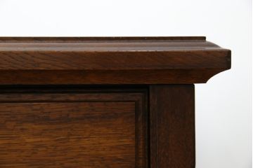 中古　ナラ材　えぞ民芸(インテリアEZO)　深みのある色合いと堂々とした佇まいが魅力的な両袖机(ワークデスク、ニーホールデスク、プレジデントデスク、在宅用、在宅ワーク用)(R-074950)