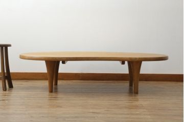 中古　飛騨産業　キツツキ　森のことば　SN118T　ロータイプ　ビーンズ型リビングテーブル(センターテーブル、ローテーブル、豆型)(定価約20万円)(R-074958)