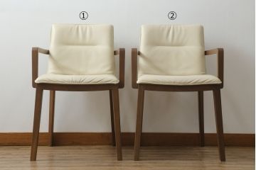 中古　美品　北海道旭川家具　CONDE HOUSE(カンディハウス)　シンプルなデザインがインテリアに取り入れやすいアームチェア2脚セット(ダイニングチェア、椅子、イス)(定価1脚で約18万円)(R-074961)