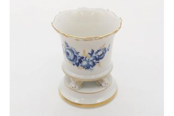 ドイツ　マイセン　Meissen　金彩　ブルーフラワー　青い花と昆虫　藍色の濃淡で表現されたデザインが素敵なベース&小物入れ(花瓶、ミニベース、花入れ、蓋物、ボンボニエール、キャンディーポット)(R-074977)