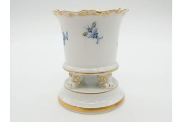 ドイツ　マイセン　Meissen　金彩　ブルーフラワー　青い花と昆虫　藍色の濃淡で表現されたデザインが素敵なベース&小物入れ(花瓶、ミニベース、花入れ、蓋物、ボンボニエール、キャンディーポット)(R-074977)