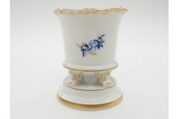 ドイツ　マイセン　Meissen　金彩　ブルーフラワー　青い花と昆虫　藍色の濃淡で表現されたデザインが素敵なベース&小物入れ(花瓶、ミニベース、花入れ、蓋物、ボンボニエール、キャンディーポット)(R-074977)