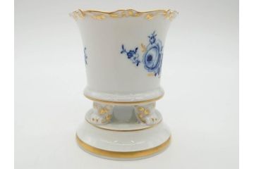ドイツ　マイセン　Meissen　金彩　ブルーフラワー　青い花と昆虫　藍色の濃淡で表現されたデザインが素敵なベース&小物入れ(花瓶、ミニベース、花入れ、蓋物、ボンボニエール、キャンディーポット)(R-074977)