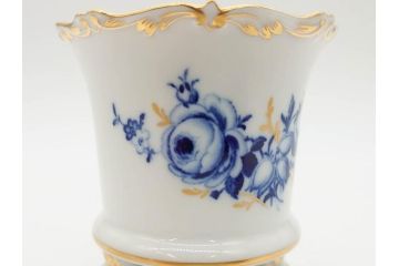 ドイツ　マイセン　Meissen　金彩　ブルーフラワー　青い花と昆虫　藍色の濃淡で表現されたデザインが素敵なベース&小物入れ(花瓶、ミニベース、花入れ、蓋物、ボンボニエール、キャンディーポット)(R-074977)
