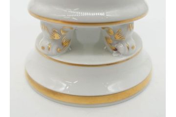 ドイツ　マイセン　Meissen　金彩　ブルーフラワー　青い花と昆虫　藍色の濃淡で表現されたデザインが素敵なベース&小物入れ(花瓶、ミニベース、花入れ、蓋物、ボンボニエール、キャンディーポット)(R-074977)