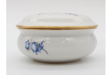 ドイツ　マイセン　Meissen　金彩　ブルーフラワー　青い花と昆虫　藍色の濃淡で表現されたデザインが素敵なベース&小物入れ(花瓶、ミニベース、花入れ、蓋物、ボンボニエール、キャンディーポット)(R-074977)