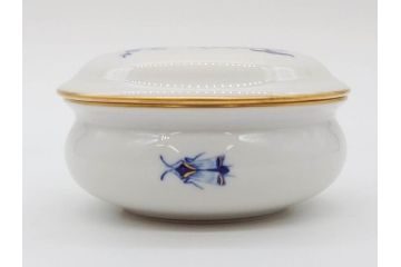 ドイツ　マイセン　Meissen　金彩　ブルーフラワー　青い花と昆虫　藍色の濃淡で表現されたデザインが素敵なベース&小物入れ(花瓶、ミニベース、花入れ、蓋物、ボンボニエール、キャンディーポット)(R-074977)