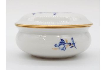 ドイツ　マイセン　Meissen　金彩　ブルーフラワー　青い花と昆虫　藍色の濃淡で表現されたデザインが素敵なベース&小物入れ(花瓶、ミニベース、花入れ、蓋物、ボンボニエール、キャンディーポット)(R-074977)