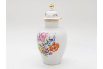 ドイツ　マイセン　Meissen　ベーシックフラワー　五つ花　蓋付　約22cm　鮮やかな花達が空間に華やぎをもたらすフラワーベース(花瓶、花入れ、飾り壺、壷、花器)(R-074978)