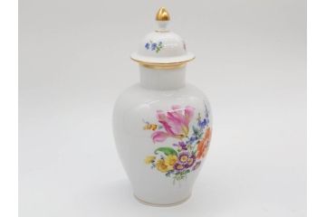 ドイツ　マイセン　Meissen　ベーシックフラワー　五つ花　蓋付　約22cm　鮮やかな花達が空間に華やぎをもたらすフラワーベース(花瓶、花入れ、飾り壺、壷、花器)(R-074978)