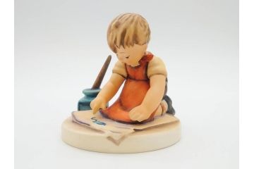 ドイツ　ゲーベル　フンメル人形5体セット　#309「愛を込めて挨拶を」　#53「ギターを弾く少女」　#111「少年と小鳥」　#96「小さな買いもの客」　#133「お母さんのお手伝い」　陶磁(Wite Loving Greetings、Joyful、Wayside Harmony、Little Shopper、Mother's Helper、置物、フィギュア、ドール、陶磁器人形)(R-074980)