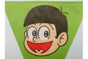 超稀少　コビト　おそ松くん　チョコレート　昭和レトロな雰囲気漂う三角のれん(ペナント、東京渡辺製菓、K.K、暖簾、広告、POP、袋付き)(R-074986)