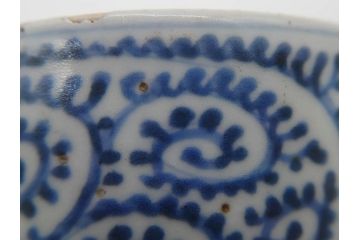 江戸期　古伊万里　染付　蛸唐草文　繊細なデザインと清涼感溢れるそば猪口2客セット(蕎麦猪口、湯呑み、湯のみ、和食器)(R-074987)