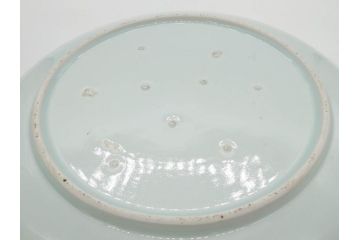 江戸期　古伊万里　染付　龍図　約32cm　1尺皿　藍色の濃淡で表現された迫力のある大皿(輪花、和皿、和食器、一尺)(R-074988)