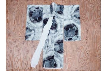 大正〜昭和初期　アンティーク　縮緬(ちりめん)　子供着物　金魚(子ども、古布、リメイク、衣装、大正ロマン、レトロ、Japanese KIMONO)(R-074991)