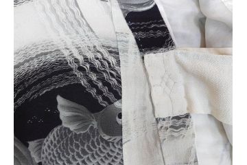 大正〜昭和初期　アンティーク　縮緬(ちりめん)　子供着物　金魚(子ども、古布、リメイク、衣装、大正ロマン、レトロ、Japanese KIMONO)(R-074991)