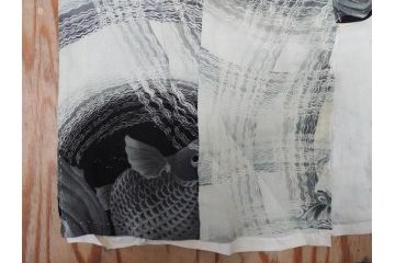 大正〜昭和初期　アンティーク　縮緬(ちりめん)　子供着物　金魚(子ども、古布、リメイク、衣装、大正ロマン、レトロ、Japanese KIMONO)(R-074991)