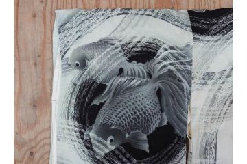 大正〜昭和初期　アンティーク　縮緬(ちりめん)　子供着物　金魚(子ども、古布、リメイク、衣装、大正ロマン、レトロ、Japanese KIMONO)(R-074991)