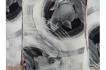 大正〜昭和初期　アンティーク　縮緬(ちりめん)　子供着物　金魚(子ども、古布、リメイク、衣装、大正ロマン、レトロ、Japanese KIMONO)(R-074991)