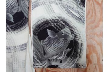 大正〜昭和初期　アンティーク　縮緬(ちりめん)　子供着物　金魚(子ども、古布、リメイク、衣装、大正ロマン、レトロ、Japanese KIMONO)(R-074991)