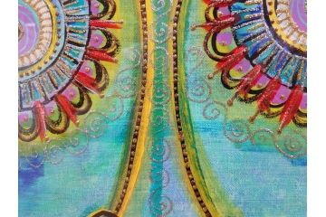 真作　現在入手困難!!　オーストラリア画家　エイリアン・ロメリー　Ariane Roemmele　外面の顔(絵画、額装、箱付き)(R-074992)