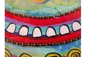 真作　現在入手困難!!　オーストラリア画家　エイリアン・ロメリー　Ariane Roemmele　外面の顔(絵画、額装、箱付き)(R-074992)