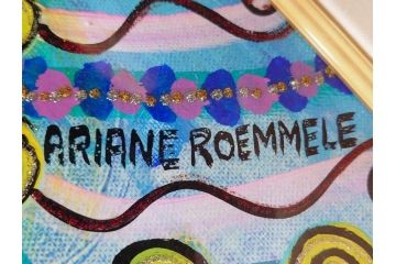 真作　現在入手困難!!　オーストラリア画家　エイリアン・ロメリー　Ariane Roemmele　外面の顔(絵画、額装、箱付き)(R-074992)