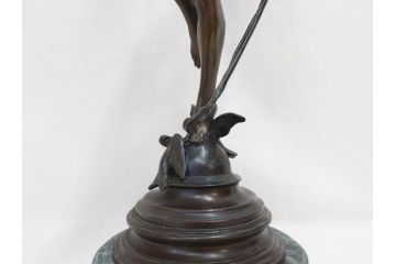 フランスの彫刻家　J Coutan ROME　ジュール・フェリックス・クータン　キューピッド　高さ約70.5cm　重量約11.7kg　細部の意匠に職人のこだわりを感じるブロンズ像(Jules Felix Coutan、Cupid、置物、オブジェ)(R-074993)