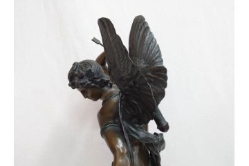 フランスの彫刻家　J Coutan ROME　ジュール・フェリックス・クータン　キューピッド　高さ約70.5cm　重量約11.7kg　細部の意匠に職人のこだわりを感じるブロンズ像(Jules Felix Coutan、Cupid、置物、オブジェ)(R-074993)