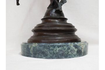 フランスの彫刻家　J Coutan ROME　ジュール・フェリックス・クータン　キューピッド　高さ約70.5cm　重量約11.7kg　細部の意匠に職人のこだわりを感じるブロンズ像(Jules Felix Coutan、Cupid、置物、オブジェ)(R-074993)