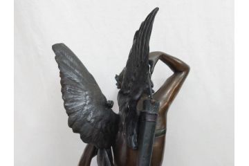 フランスの彫刻家　J Coutan ROME　ジュール・フェリックス・クータン　キューピッド　高さ約70.5cm　重量約11.7kg　細部の意匠に職人のこだわりを感じるブロンズ像(Jules Felix Coutan、Cupid、置物、オブジェ)(R-074993)