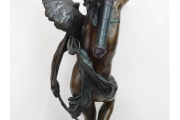 フランスの彫刻家　J Coutan ROME　ジュール・フェリックス・クータン　キューピッド　高さ約70.5cm　重量約11.7kg　細部の意匠に職人のこだわりを感じるブロンズ像(Jules Felix Coutan、Cupid、置物、オブジェ)(R-074993)
