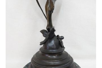 フランスの彫刻家　J Coutan ROME　ジュール・フェリックス・クータン　キューピッド　高さ約70.5cm　重量約11.7kg　細部の意匠に職人のこだわりを感じるブロンズ像(Jules Felix Coutan、Cupid、置物、オブジェ)(R-074993)
