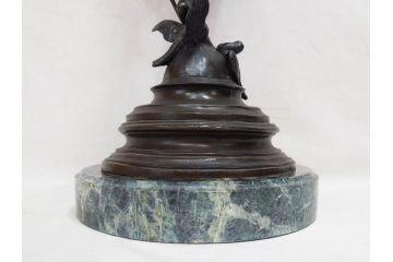 フランスの彫刻家　J Coutan ROME　ジュール・フェリックス・クータン　キューピッド　高さ約70.5cm　重量約11.7kg　細部の意匠に職人のこだわりを感じるブロンズ像(Jules Felix Coutan、Cupid、置物、オブジェ)(R-074993)
