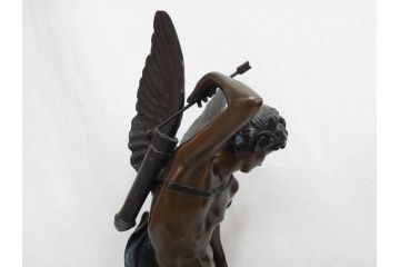 フランスの彫刻家　J Coutan ROME　ジュール・フェリックス・クータン　キューピッド　高さ約70.5cm　重量約11.7kg　細部の意匠に職人のこだわりを感じるブロンズ像(Jules Felix Coutan、Cupid、置物、オブジェ)(R-074993)