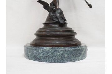 フランスの彫刻家　J Coutan ROME　ジュール・フェリックス・クータン　キューピッド　高さ約70.5cm　重量約11.7kg　細部の意匠に職人のこだわりを感じるブロンズ像(Jules Felix Coutan、Cupid、置物、オブジェ)(R-074993)